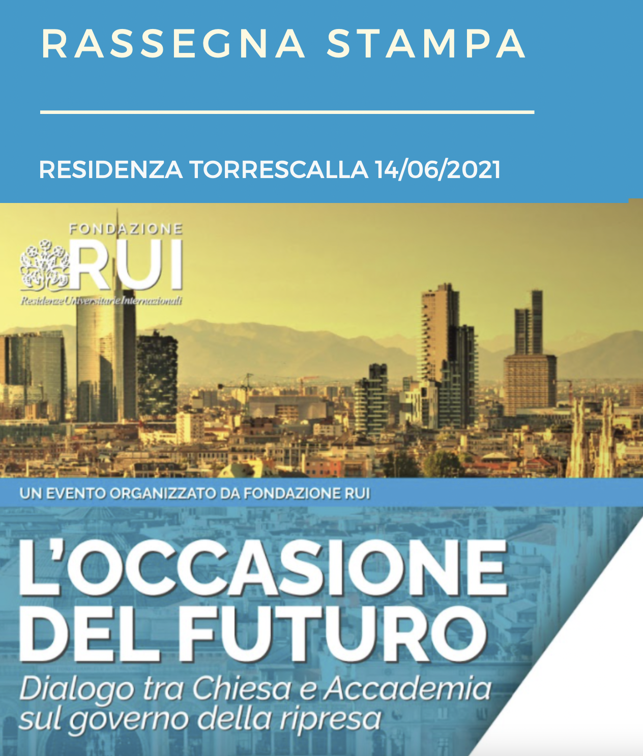 L'occasione del futuro: dialogo fra Chiesa e Accademia sul governo della ripresa